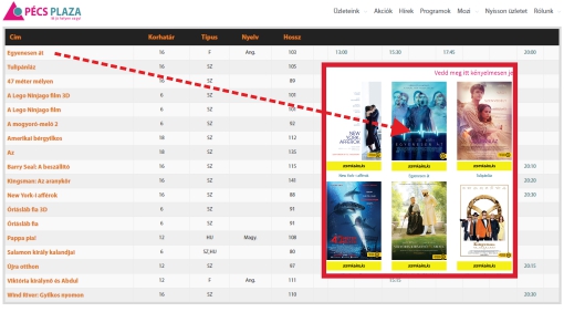 Automatizált moziműsor megjelenítés